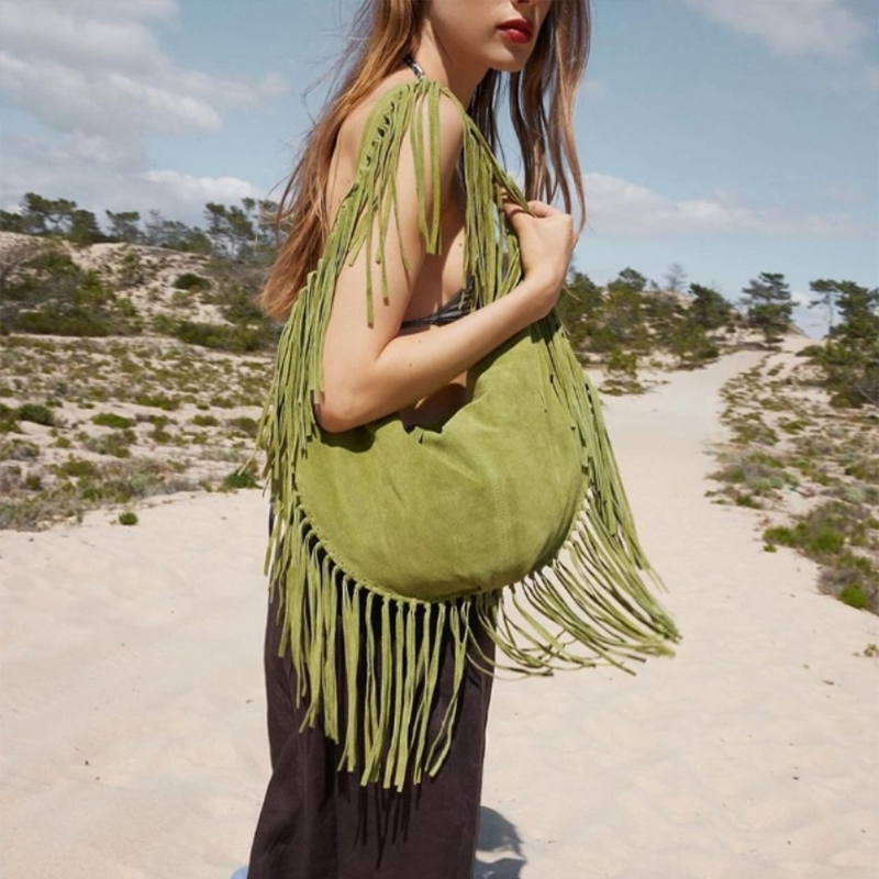 Tassel Large Crescent Tote Bag - Half Moon Bag Suede recensione e prezzo