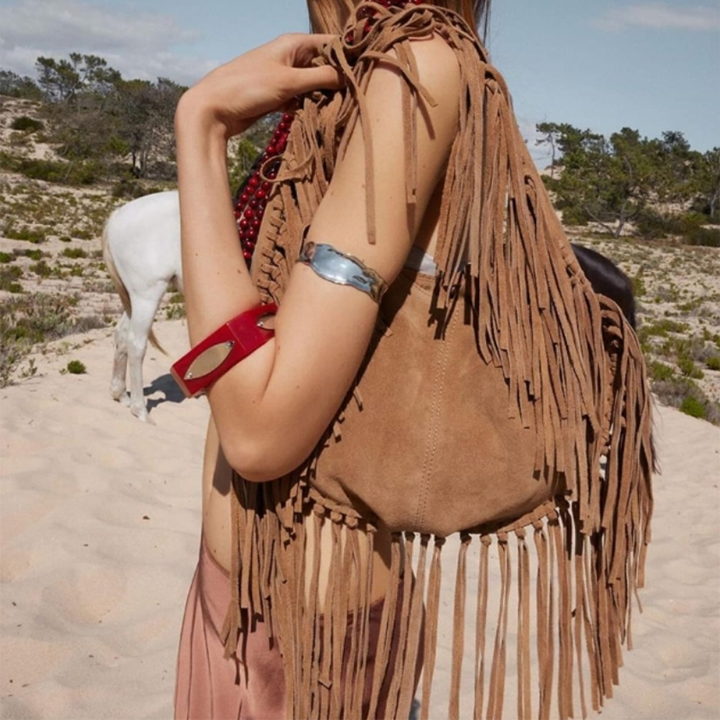 Tassel Large Crescent Tote Bag - Half Moon Bag Suede recensione e prezzo