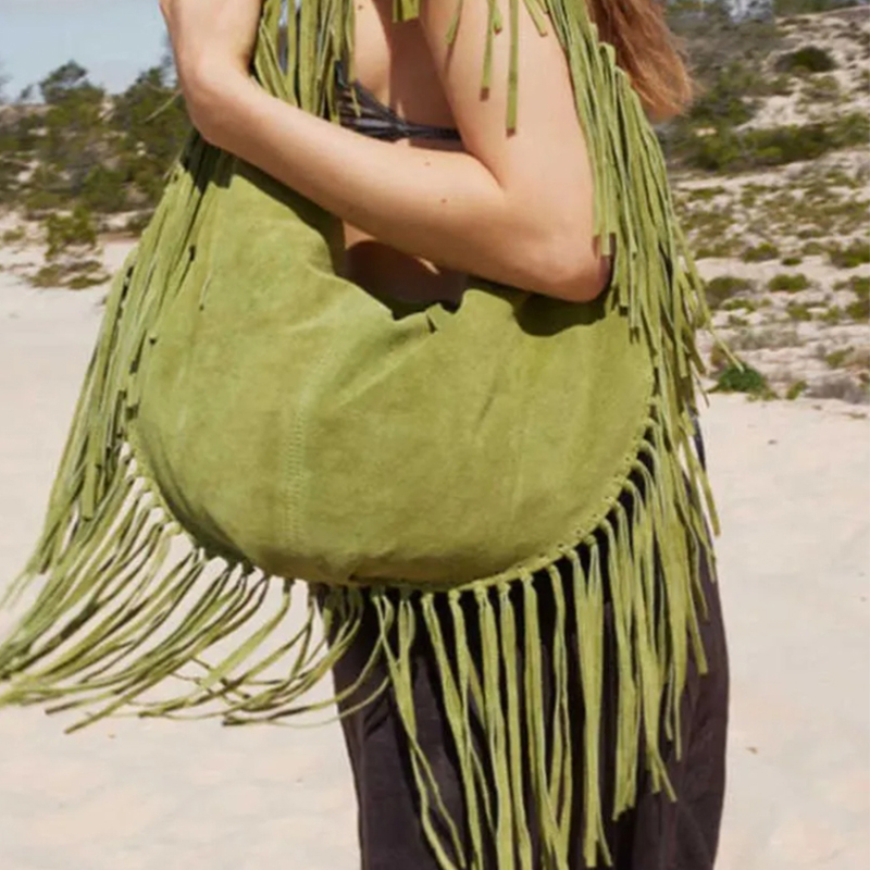 Tassel Large Crescent Tote Bag - Half Moon Bag Suede recensione e prezzo