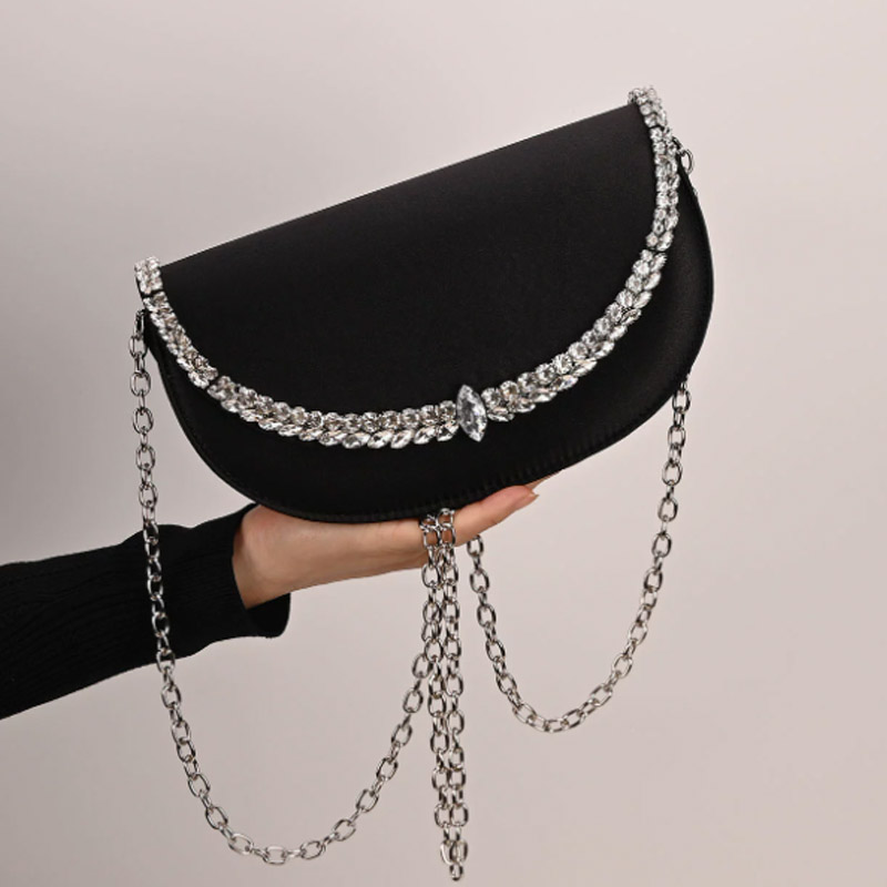 Luxury Sparkling Diamond Asymm - Half Moon Bag Suede recensione e prezzo