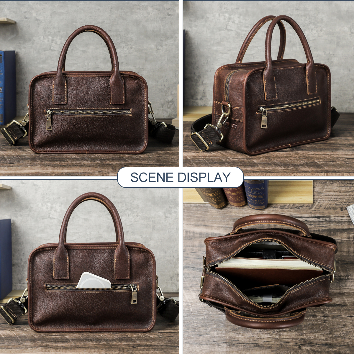 CONTACT'S Genuine Leather Men  - Luxury Bags With Zipper recensione e prezzo