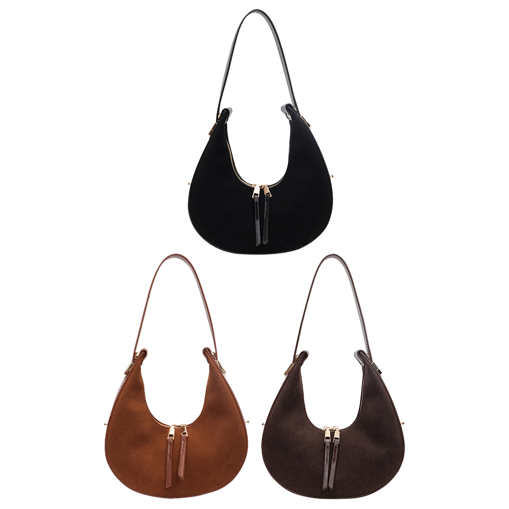 Women Faux Suede Shoulder Bag  - Half Moon Bag Suede recensione e prezzo