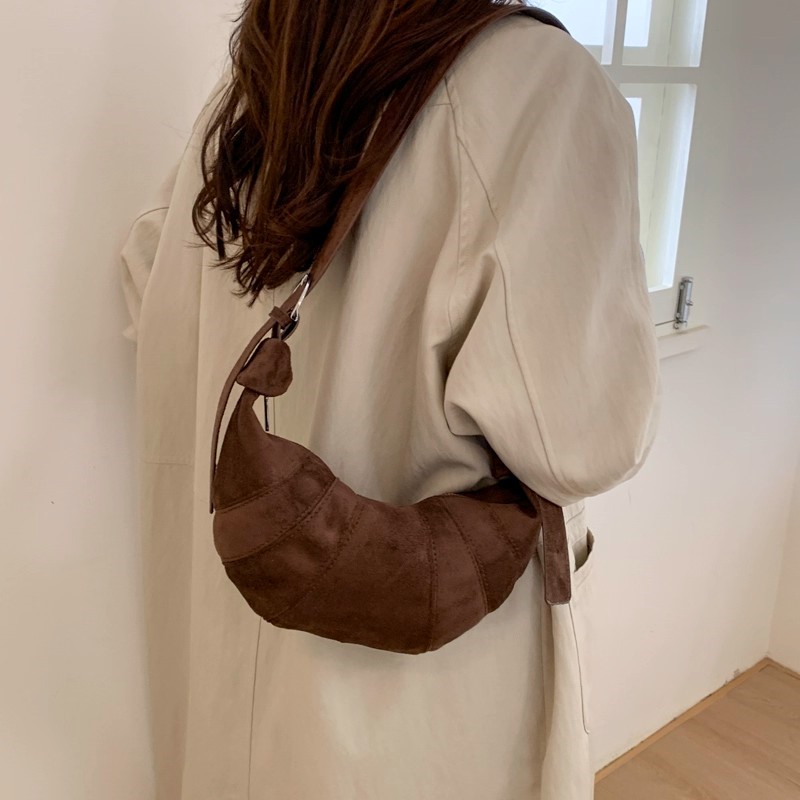 JIAERDI Retro Solid Color Sued - Half Moon Bag Suede recensione e prezzo