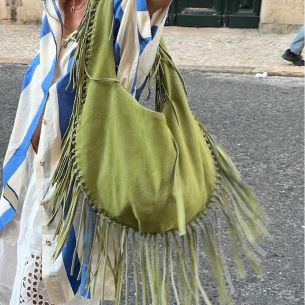 New Long Tassel Women's Should - Half Moon Bag Suede recensione e prezzo